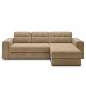 Canapé d'angle droit convertible velours Luxe marron 4 plac…