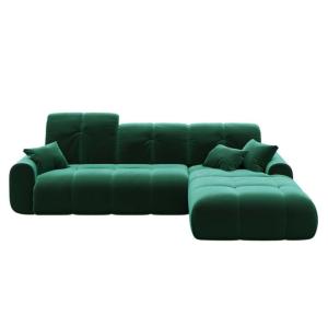 Canapé d'angle droit convertible vert foncé 4 places