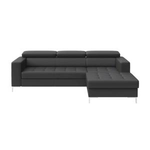 Canapé d'angle droit en cuir naturel gris ombré