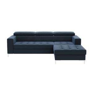 Canapé d'angle droit en polyester bleu marine