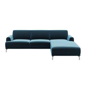 Canapé d'angle droit en polyester bleu marine foncé