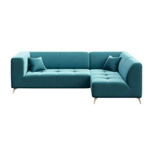 Canapé d'angle droit en polyester bleu océan