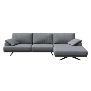 Canapé d'angle droit en polyester gris clair