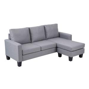 Canapé d'angle droit en tissu 3 places gris