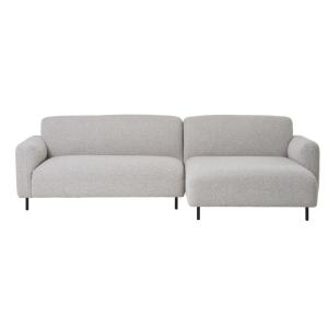 Canapé d'angle droit en tissu bouclé gris