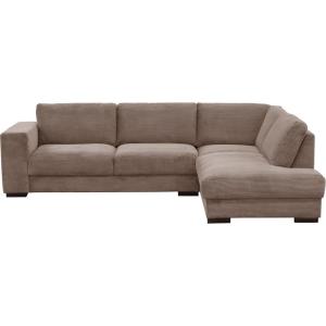 Canapé d'angle droit en velours côtelé luxe 5 places, marro…