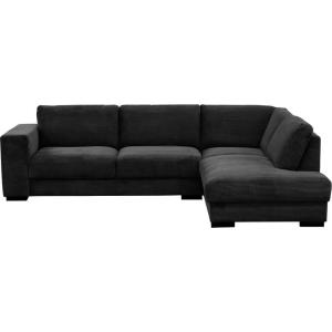 Canapé d'angle droit en velours côtelé luxe 5 places, noir…