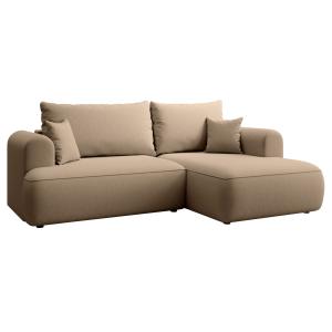 Canapé d'angle droit, en velours Easy-Clean, beige