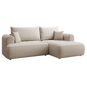 Canapé d'angle droit, en velours Easy-Clean, crème