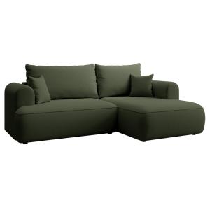 Canapé d'angle droit, en velours Easy-Clean, vert olive