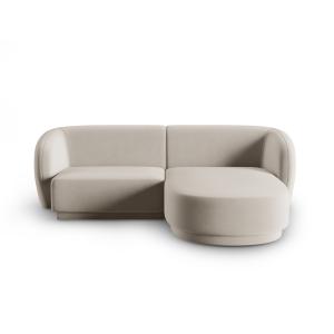 Canapé d'angle droit modulable 3 places en velours beige
