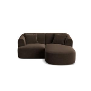 Canapé d'angle droit modulable 3 places en velours chocolat