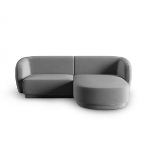 Canapé d'angle droit modulable 3 places en velours gris