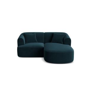 Canapé d'angle droit modulable 3 places en velours pétrole…