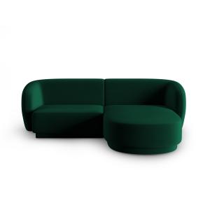 Canapé d'angle droit modulable 3 places en velours vert bou…