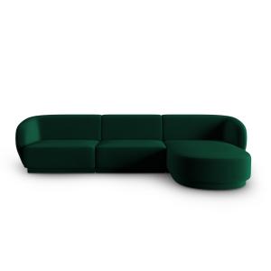 Canapé d'angle droit modulable 4 places en velours vert bou…