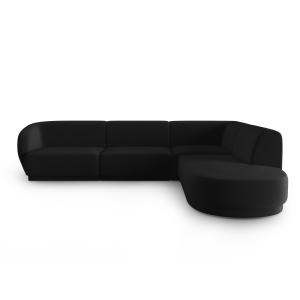 Canapé d'angle droit modulable 5 places en velours noir
