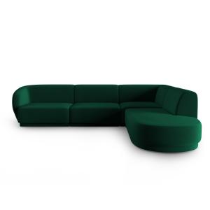 Canapé d'angle droit modulable 5 places en velours vert bou…