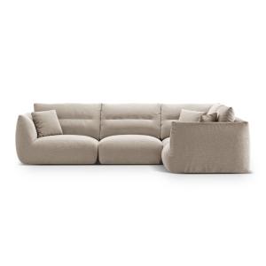 Canapé d'angle droit modulable 5 places tissu structurel be…