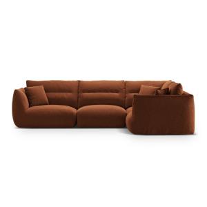 Canapé d'angle droit modulable 5 places tissu structurel br…