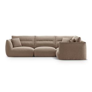 Canapé d'angle droit modulable 5 places tissu structurel co…