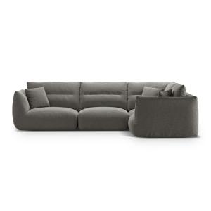 Canapé d'angle droit modulable 5 places tissu structurel gr…