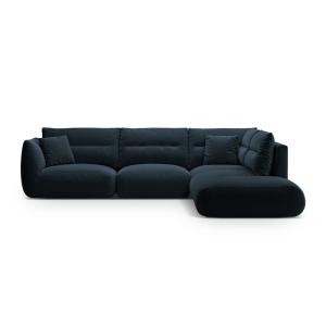 Canapé d'angle droit modulable 7 places tissu structurel bl…