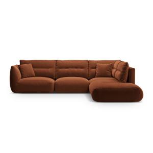 Canapé d'angle droit modulable 7 places tissu structurel br…