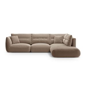Canapé d'angle droit modulable 7 places tissu structurel co…