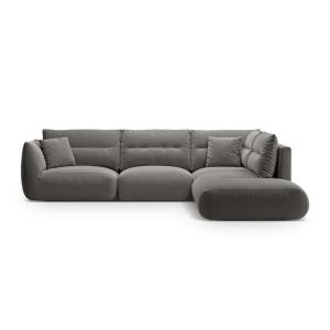 Canapé d'angle droit modulable 7 places tissu structurel gr…