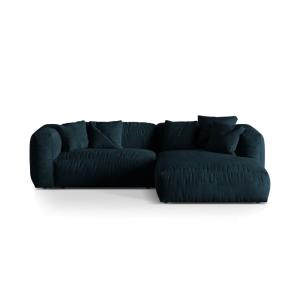 Canapé d'angle droit modulaire 2 places en velours pétrole…