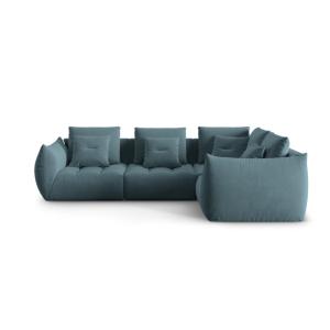 Canapé d'angle droit modulaire 3 places en velours bleu pas…
