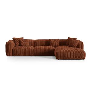 Canapé d'angle droit modulaire 3 places en velours côtelé b…