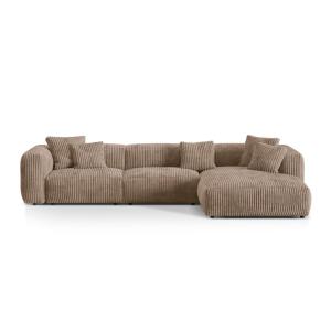 Canapé d'angle droit modulaire 3 places en velours côtelé g…
