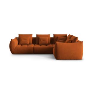 Canapé d'angle droit modulaire 3 places en velours terracot…
