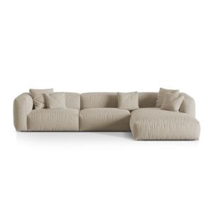 Canapé d'angle droit modulaire 3 places tissu structurel be…