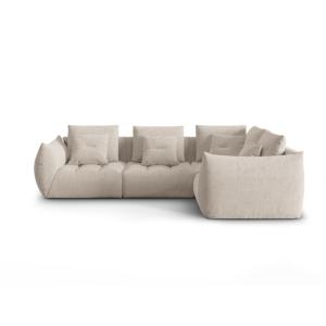 Canapé d'angle droit modulaire 3 places tissu structurel be…