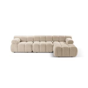 Canapé d'angle droit modulaire 4 places en bouclé beige cla…