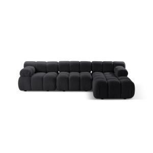 Canapé d'angle droit modulaire 4 places en bouclé graphite