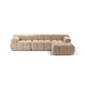 Canapé d'angle droit modulaire 4 places en bouclé le sable
