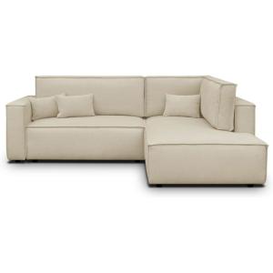 Canapé d'angle droit ouvert convertible 3 pl., chenille bei…