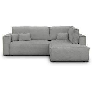 Canapé d'angle droit ouvert convertible 3 pl., tissu bouclé…