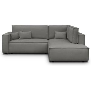 Canapé d'angle droit ouvert convertible 3 pl., tissu chenil…