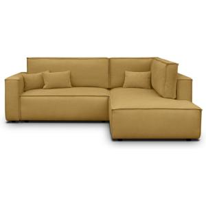 Canapé d'angle droit ouvert convertible 3 pl., tissu chenil…