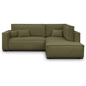 Canapé d'angle droit ouvert convertible 3 pl., tissu chenil…