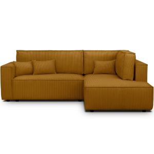 Canapé d'angle droit ouvert convertible 3 pl., velours côte…