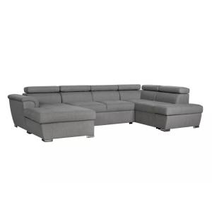 Canapé d'angle droit panoramique en tissu gris clair