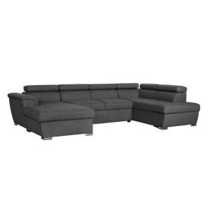 Canapé d'angle droit panoramique en tissu gris foncé