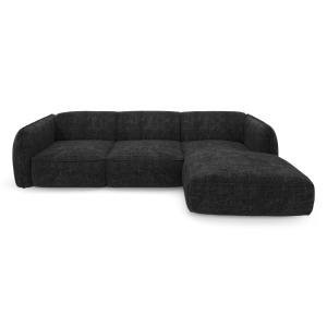 Canapé d'angle droit velours tramé anthracite foncé