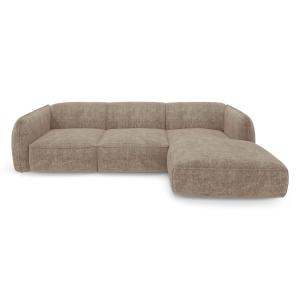 Canapé d'angle droit velours tramé beige
